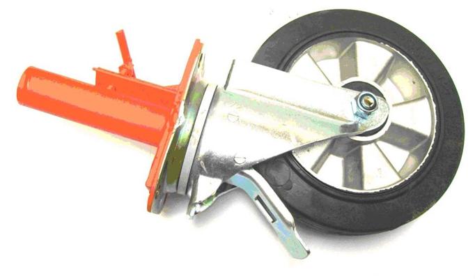 ROUE ECHAFAUDAGE DIA:200 + FREIN + SUPPORT